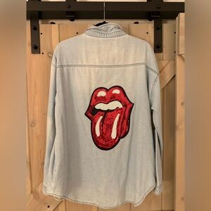 LIKE NEW Judith March One of a Kind Sequin Denim Shirt